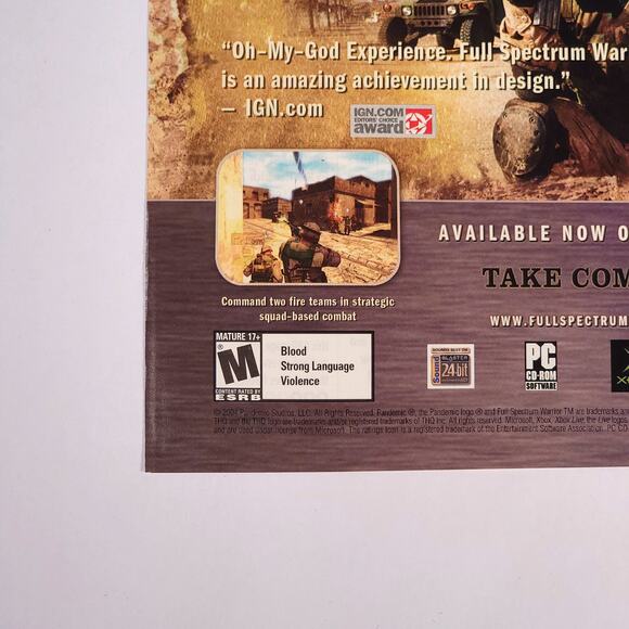 Full Spectrum Warrior "Take Control" Vintage X-Box Print Ad 2004 Maxim 8.5" x11" - Picture 4 of 5